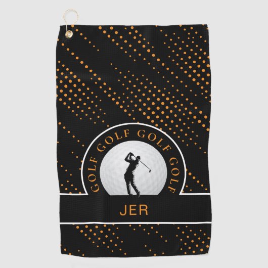 Serviette De Golf Motif de silhouette de Golfeur Homme Personnalisé (Devant)