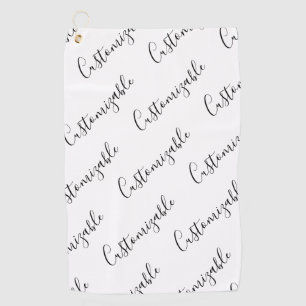 Serviette De Golf Motif de texte de script moderne modifiable Noir