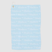 Serviette De Golf Motif de texte personnalisé bleu clair moderne (Devant)