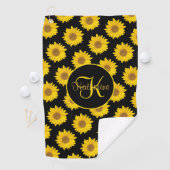 Serviette De Golf Motif de tournesol Monogramme jaune et noir (En situation)