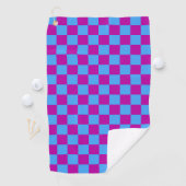 Serviette De Golf Motif de vérification À damiers bleu violet (En situation)