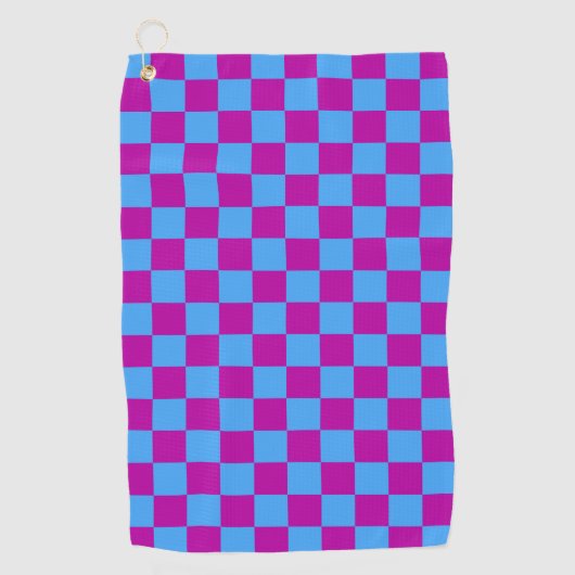 Serviette De Golf Motif de vérification À damiers bleu violet (Devant)