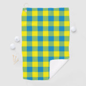 Serviette De Golf Motif de vérification de la plaid bleu jaune vert (En situation)