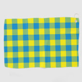 Serviette De Golf Motif de vérification de la plaid bleu jaune vert (Horizontal)