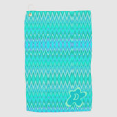 Serviette De Golf Motif de zigzag moderne - monogramme turquoise (Devant)