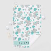 Serviette De Golf Motif D'Eléphants, Eléphants Mignons, Votre Nom (En situation)