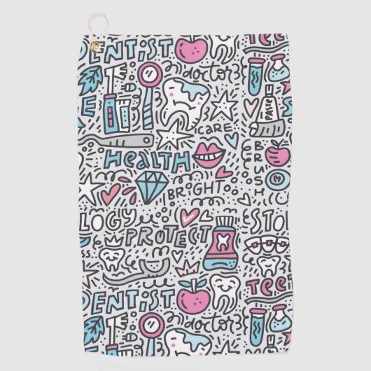 Serviette De Golf Motif dentaire de bande dessinée (Devant)