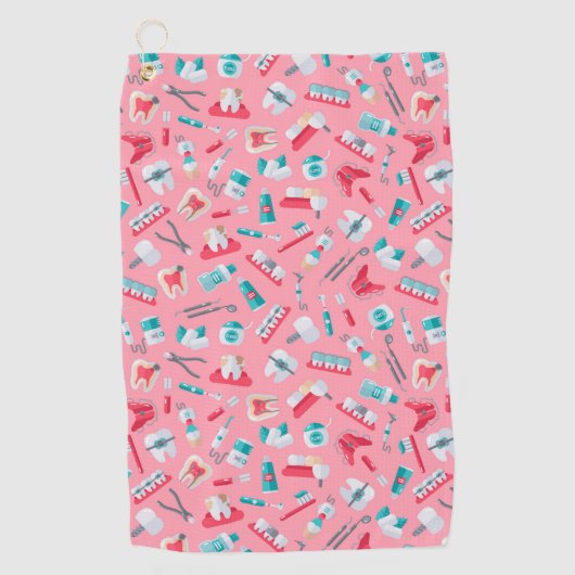 Serviette De Golf Motif dentaire rose (Devant)
