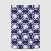 Serviette De Golf Motif des cercles Shibori bleu et blanc (Devant)
