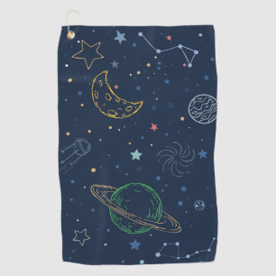 Serviette De Golf Motif des éléments spatiaux