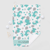 Serviette De Golf Motif Des Eléphants Bleus, Étoiles, Votre Nom (En situation)