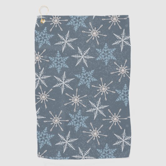 Serviette De Golf Motif des flocons bleus de Noël d'hiver (Devant)