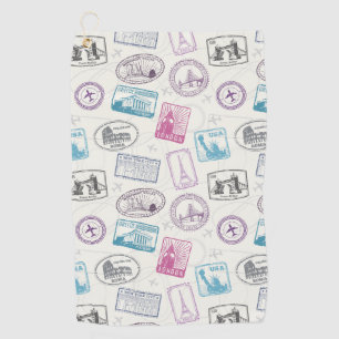 Serviette De Golf Motif des marques postales rétro célèbres