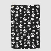 Serviette De Golf Motif des pattes, Empreintes de pattes, noir et bl (Devant)