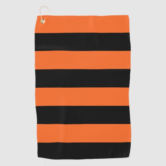 Serviette De Golf Motif d'Halloween à la bande orange et noire (Devant)