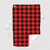 Serviette De Golf Motif diamant à carreaux rouge et noir (En situation)