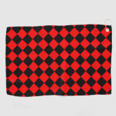 Serviette De Golf Motif diamant à carreaux rouge et noir (Horizontal)