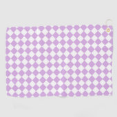 Serviette De Golf Motif diamant de Checker blanc violet (Horizontal)