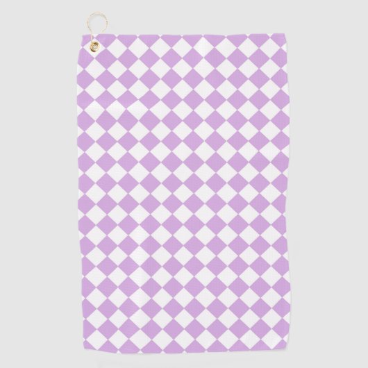 Serviette De Golf Motif diamant de Checker blanc violet (Devant)