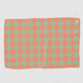 Serviette De Golf Motif diamant de chèque rose vert (Horizontal)