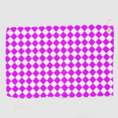 Serviette De Golf Motif diamant du Vérificateur blanc rose (Horizontal)