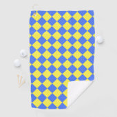 Serviette De Golf Motif diamant jaune Checker bleu (En situation)