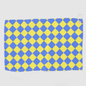 Serviette De Golf Motif diamant jaune Checker bleu (Horizontal)