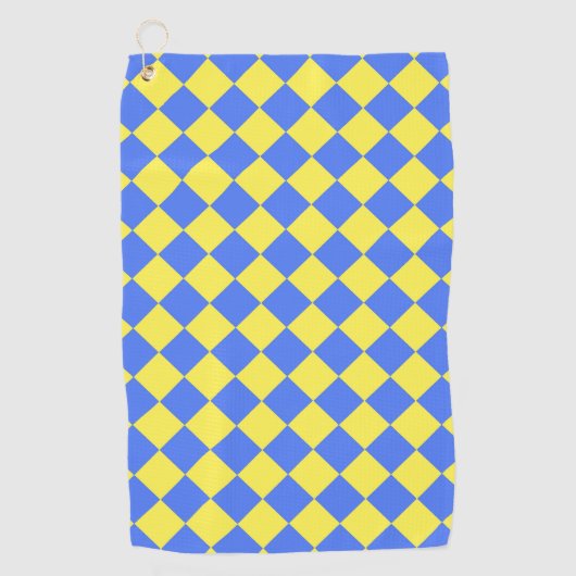Serviette De Golf Motif diamant jaune Checker bleu (Devant)
