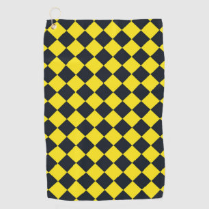 Serviette De Golf Motif diamant jaune de damier noir