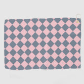 Serviette De Golf Motif diamant rose gris Checker (Horizontal)