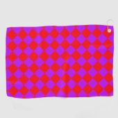 Serviette De Golf Motif diamant rouge pourpre Checker (Horizontal)