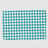 Serviette De Golf Motif diamant turquoise blanc Checker (Horizontal)