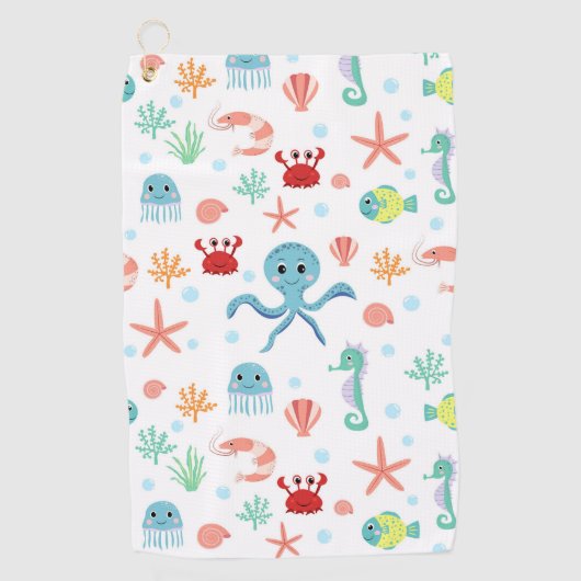 Serviette De Golf Motif du monde marin (Devant)