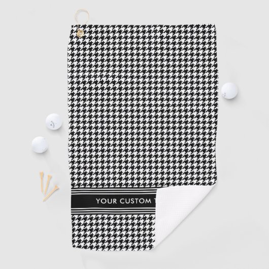 Serviette De Golf Motif élégant Houndstooth Nom noir blanc (En situation)