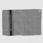 Serviette De Golf Motif élégant Houndstooth Nom noir blanc (Horizontal)