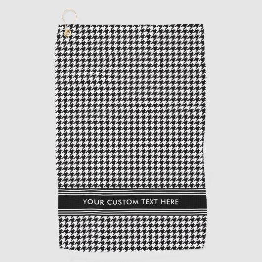 Serviette De Golf Motif élégant Houndstooth Nom noir blanc (Devant)