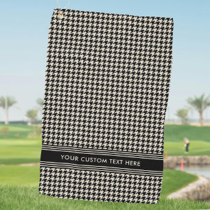 Serviette De Golf Motif élégant Houndstooth Nom noir Off-blanc