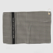 Serviette De Golf Motif élégant Houndstooth Nom noir Off-blanc (Horizontal)