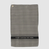 Serviette De Golf Motif élégant Houndstooth Nom noir Off-blanc (Devant)