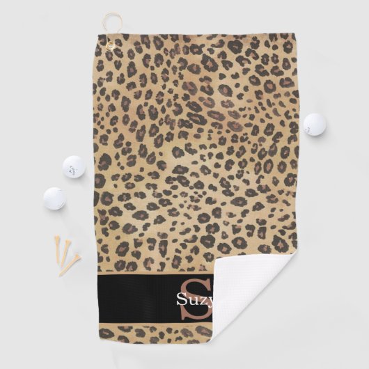 Serviette De Golf Motif Empreinte de léopard Cheetah Monogramme init (En situation)