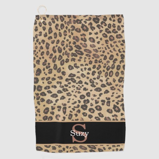 Serviette De Golf Motif Empreinte de léopard Cheetah Monogramme init (Devant)