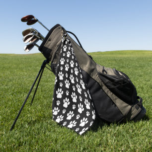 Serviette De Golf Motif, Empreintes de pattes, pattes de chien, noir
