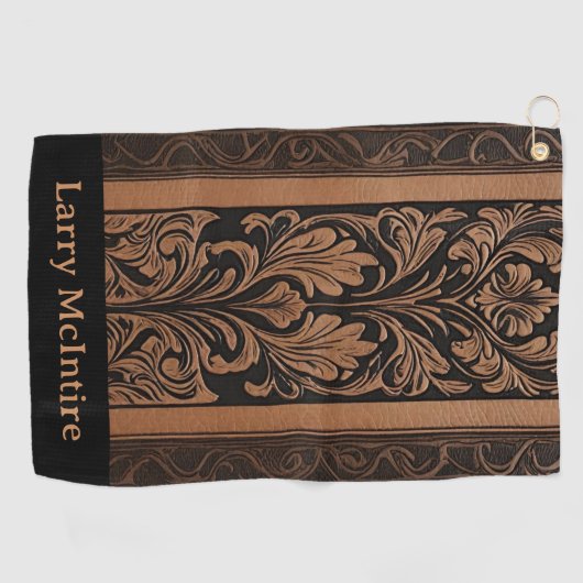 Serviette De Golf Motif en cuir Damas Toolé Motif Floral Personnalis (Horizontal)