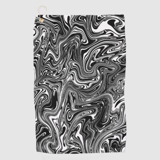 Serviette De Golf Motif en marbre Abstrait noir et blanc (Devant)