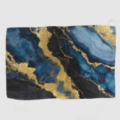 Serviette De Golf Motif en marbre bleu avec or (Horizontal)
