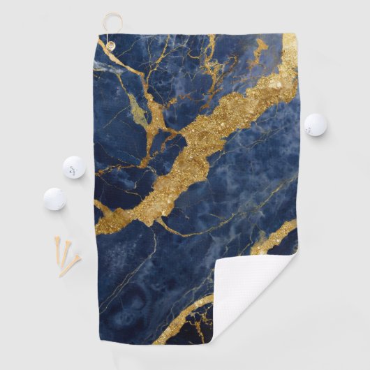 Serviette De Golf Motif en marbre bleu avec or (En situation)