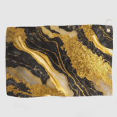 Serviette De Golf Motif en marbre noir avec or (Horizontal)