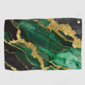 Serviette De Golf Motif en marbre vert avec or (Horizontal)