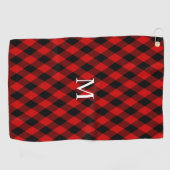Serviette De Golf Motif et monogramme noir et diamant rouge classiqu (Horizontal)