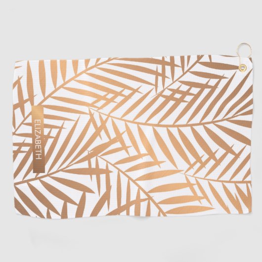 Serviette De Golf Motif Feuille de palmier d'or (Horizontal)